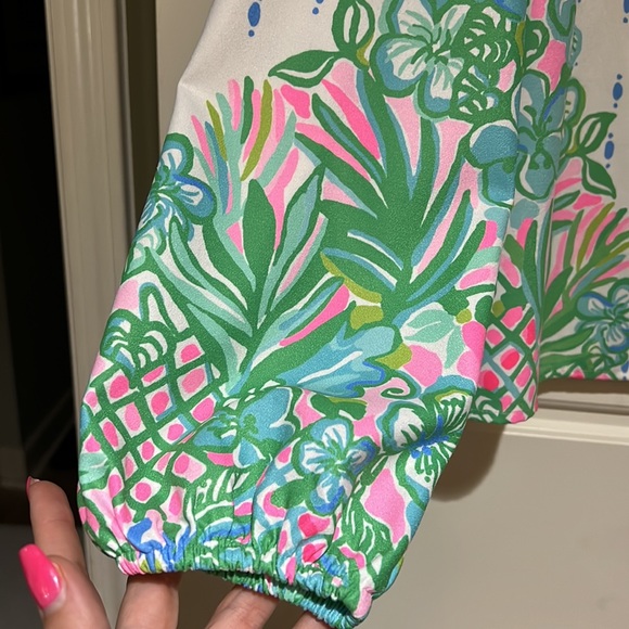 Lilly Pulitzer tavia top blouse XL white green work - Picture 3 of 9